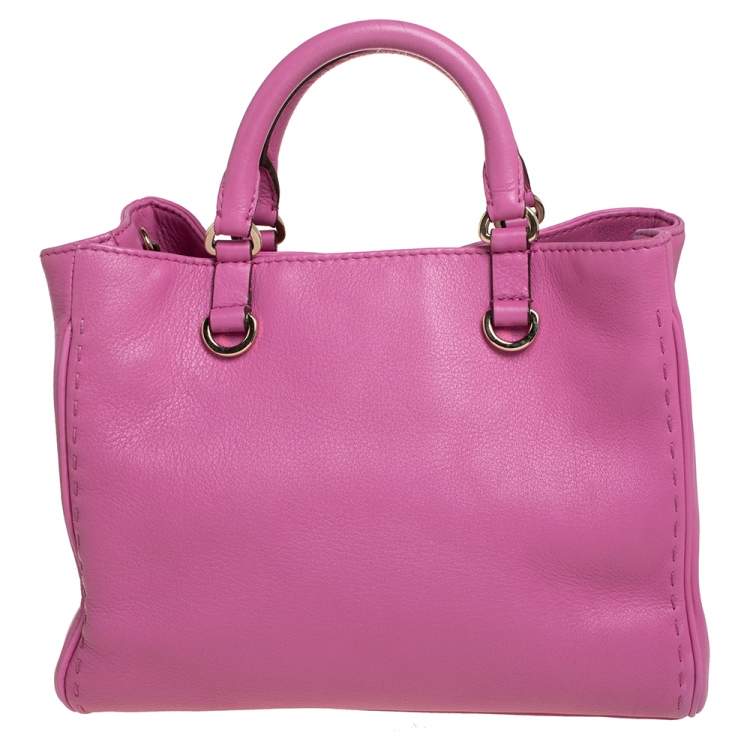 Pre Owned Carolina Herrera Pink Leather Charm Tote