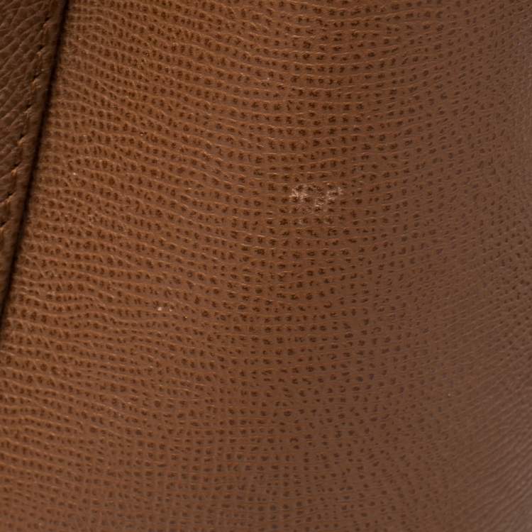 Pre Owned Carolina Herrera Brown Monogram Leather Top Handle Bag