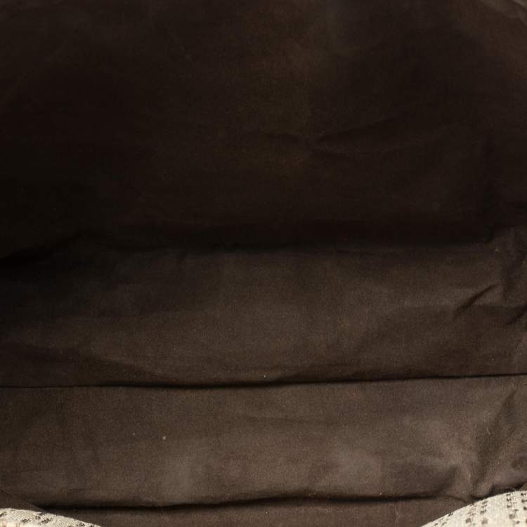 Pre Owned Carolina Herrera Brown/Beige Monogram Canvas and Leather Tote 