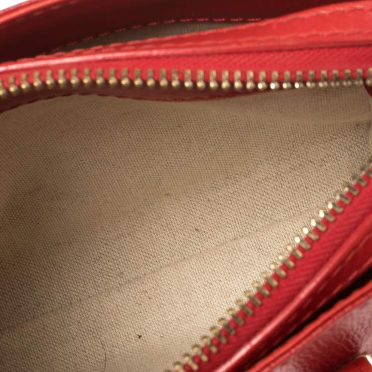 Pre Owned Carolina Herrera Red/Beige Leather and Nubuck Small Satchel