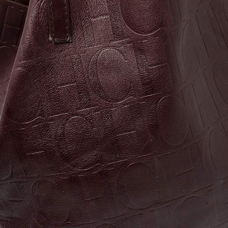 Pre Owned Carolina Herrera Burgundy Monogram Leather Matryoshka Tote