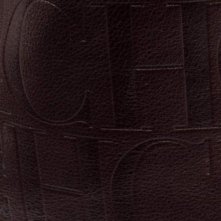 Pre Owned Carolina Herrera Burgundy Monogram Leather Matryoshka Tote