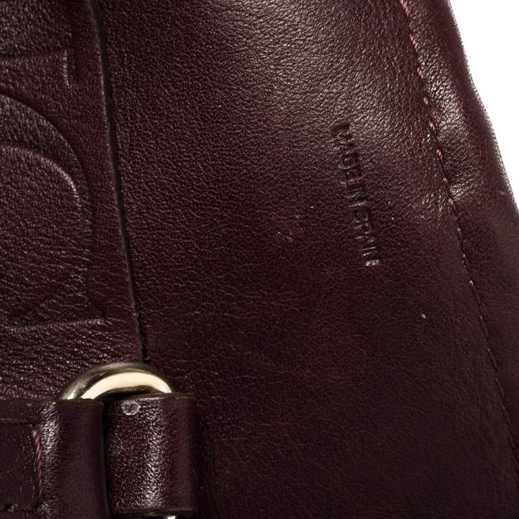 Pre Owned Carolina Herrera Burgundy Monogram Leather Matryoshka Tote