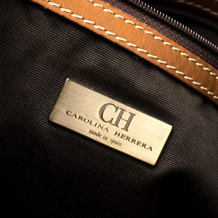 Pre Owned Carolina Herrera Multicolor Canvas and Leather Tote