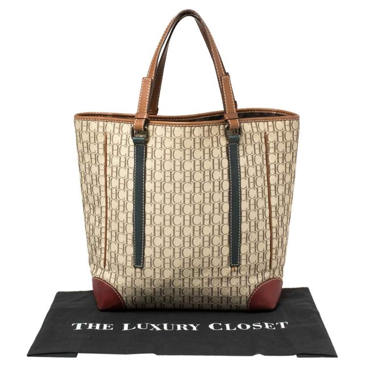 Pre Owned Carolina Herrera Multicolor Canvas and Leather Tote