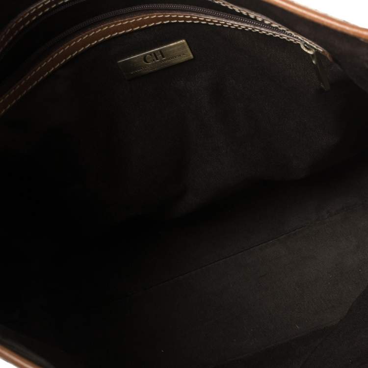 Pre Owned Carolina Herrera Multicolor Canvas and Leather Tote