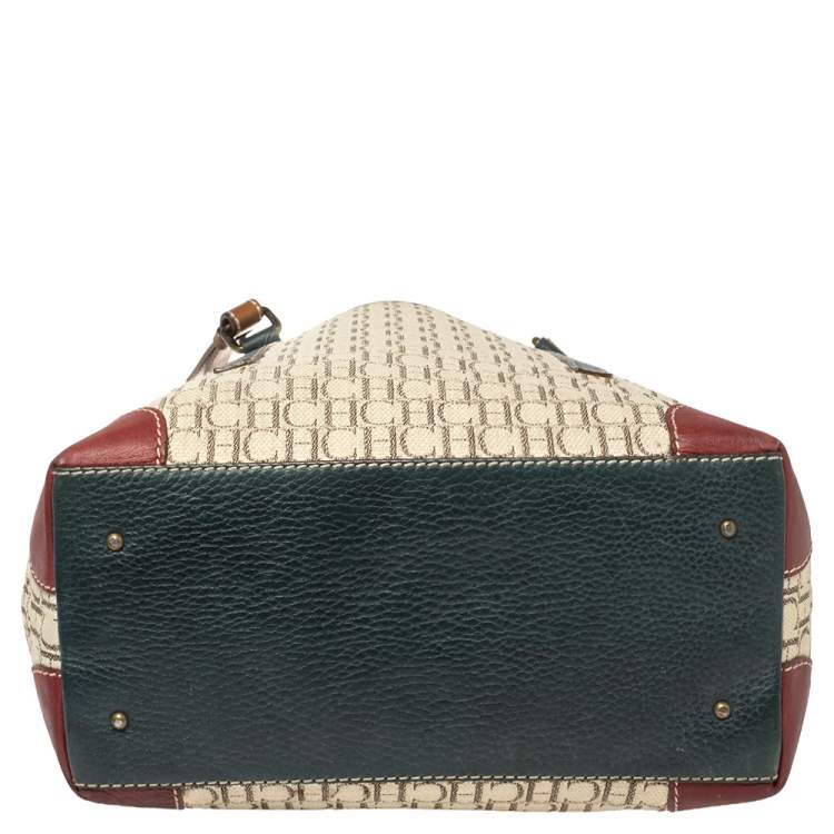 Pre Owned Carolina Herrera Multicolor Canvas and Leather Tote