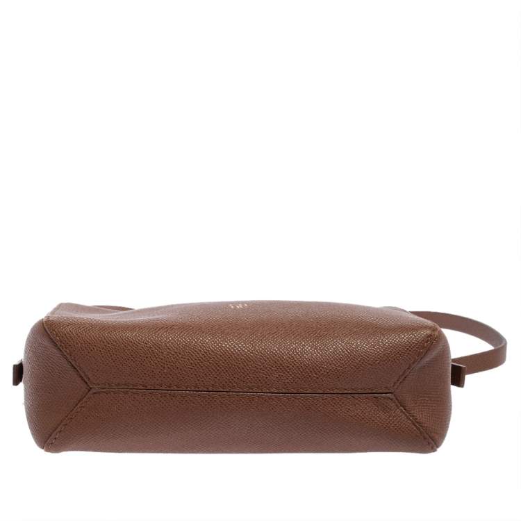 Pre Owned Carolina Herrera Brown Leather Zip Crossbody Bag