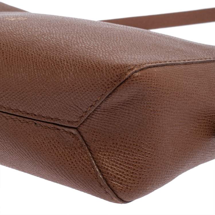 Pre Owned Carolina Herrera Brown Leather Zip Crossbody Bag