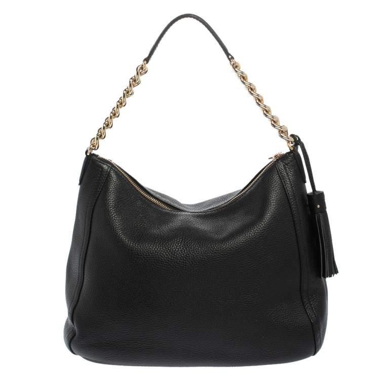 Pre Owned Carolina Herrera Black Pebbled Leather Hobo