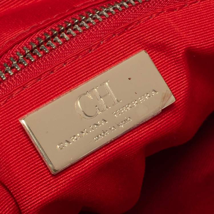 Pre Owned Carolina Herrera Black Pebbled Leather Hobo