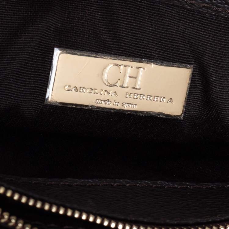 Pre Owned Carolina Herrera Monogram Coated Canvas Envelope Crossbody Bag