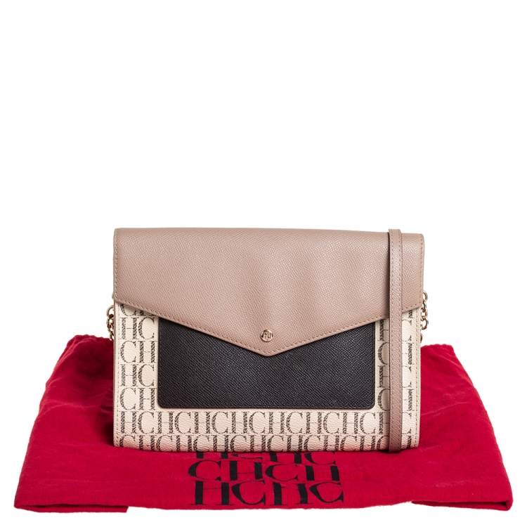 Pre Owned Carolina Herrera Monogram Coated Canvas Envelope Crossbody Bag