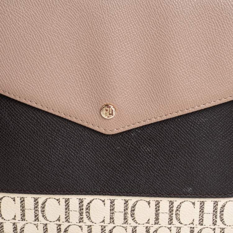 Pre Owned Carolina Herrera Monogram Coated Canvas Envelope Crossbody Bag