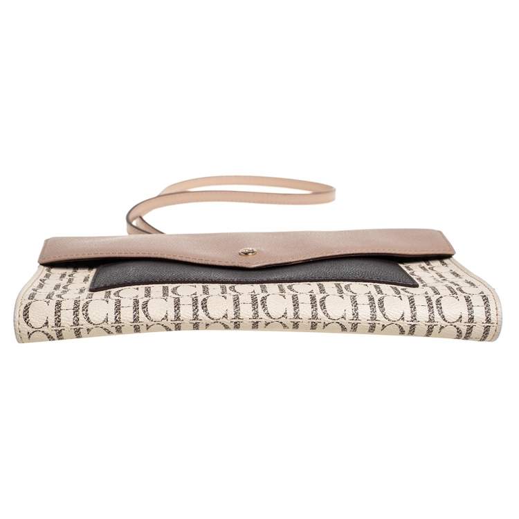 Pre Owned Carolina Herrera Monogram Coated Canvas Envelope Crossbody Bag