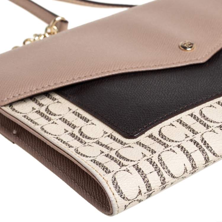 Pre Owned Carolina Herrera Monogram Coated Canvas Envelope Crossbody Bag