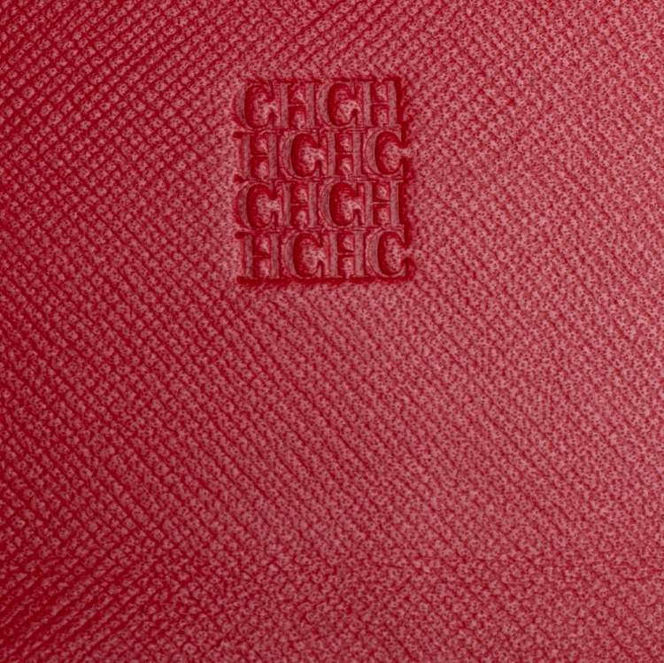 Pre Owned Carolina Herrera Red Monogram Leather Continental Wallet