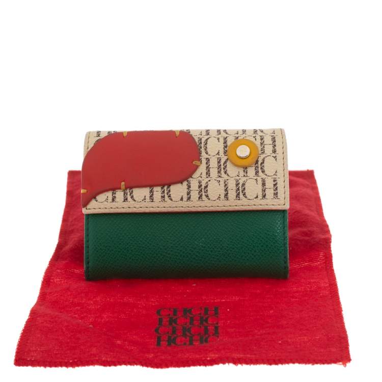 Pre Owned Carolina Herrera Multicolor Monogram Leather Compact Wallet