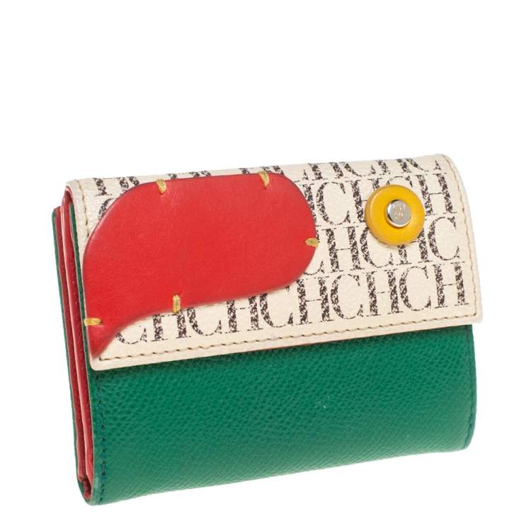 Pre Owned Carolina Herrera Multicolor Monogram Leather Compact Wallet