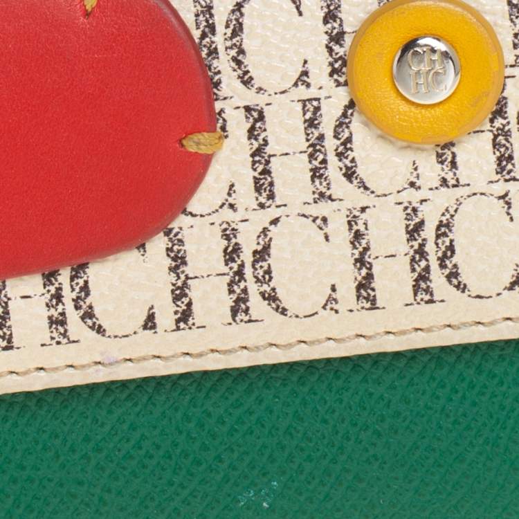 Pre Owned Carolina Herrera Multicolor Monogram Leather Compact Wallet