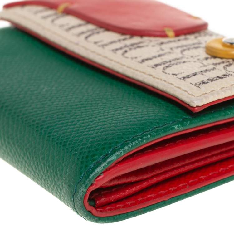 Pre Owned Carolina Herrera Multicolor Monogram Leather Compact Wallet