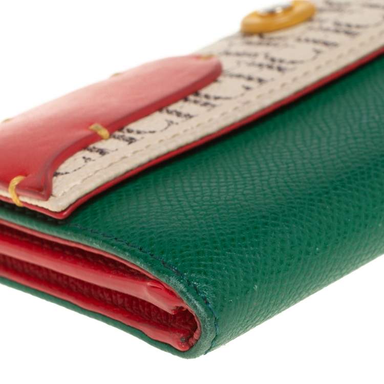 Pre Owned Carolina Herrera Multicolor Monogram Leather Compact Wallet