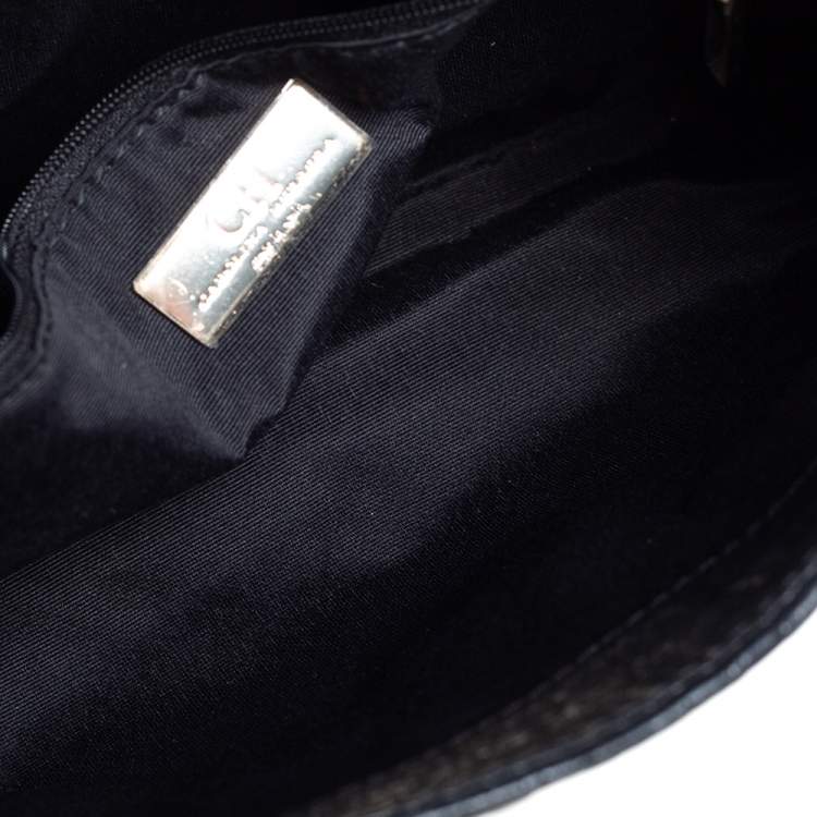 Pre Owned Carolina Herrera Black Monogram Leather Audrey Shoulder Bag