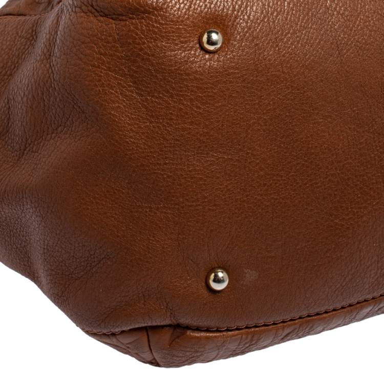 Pre Owned CH Carolina Herrera Brown Monogram Leather Audrey Tote