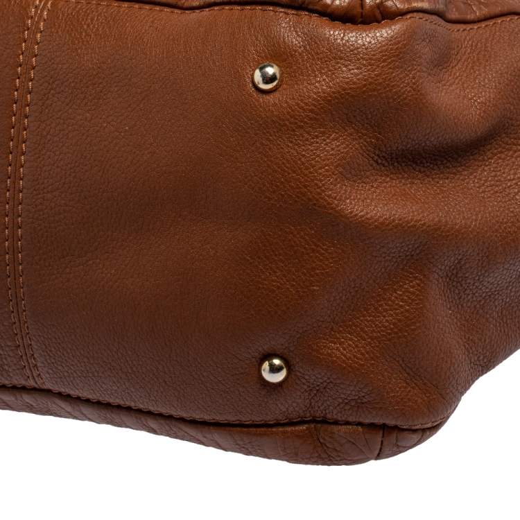Pre Owned CH Carolina Herrera Brown Monogram Leather Audrey Tote