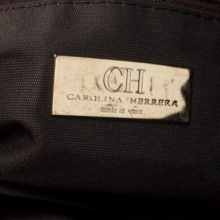 Pre Owned Carolina Herrera Black Monogram Leather Jerry Clutch