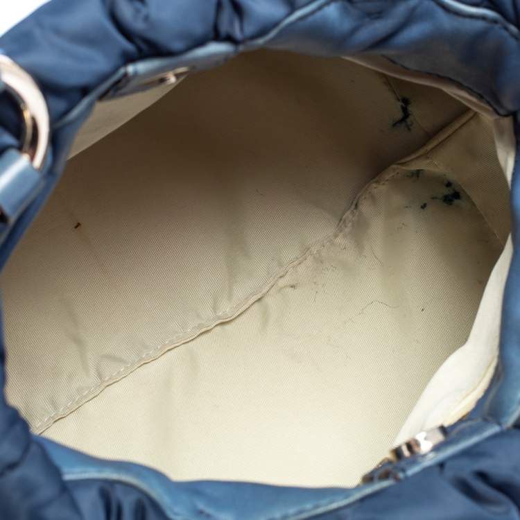 Pre Owned CH Carolina Herrera Blue Monogram Fabric Satchel