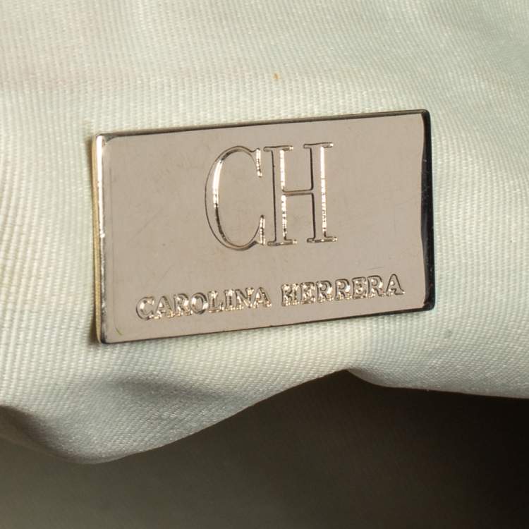 Pre Owned CH Carolina Herrera Blue Monogram Fabric Satchel