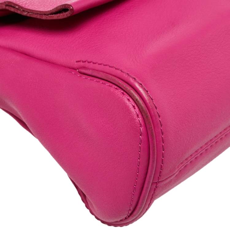 Pre Owned Carolina Herrera Pink Leather Mini Minuetto Top Handle Bag