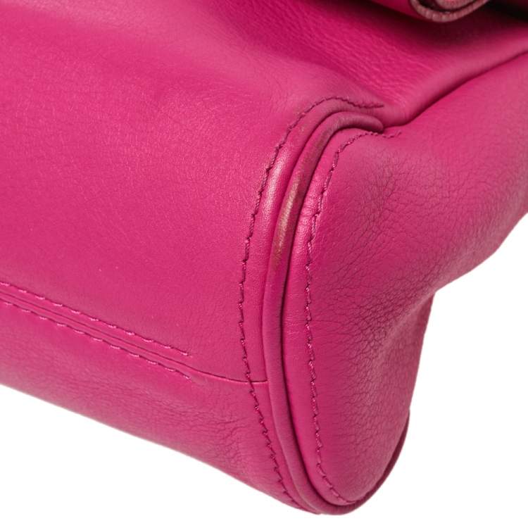 Pre Owned Carolina Herrera Pink Leather Mini Minuetto Top Handle Bag