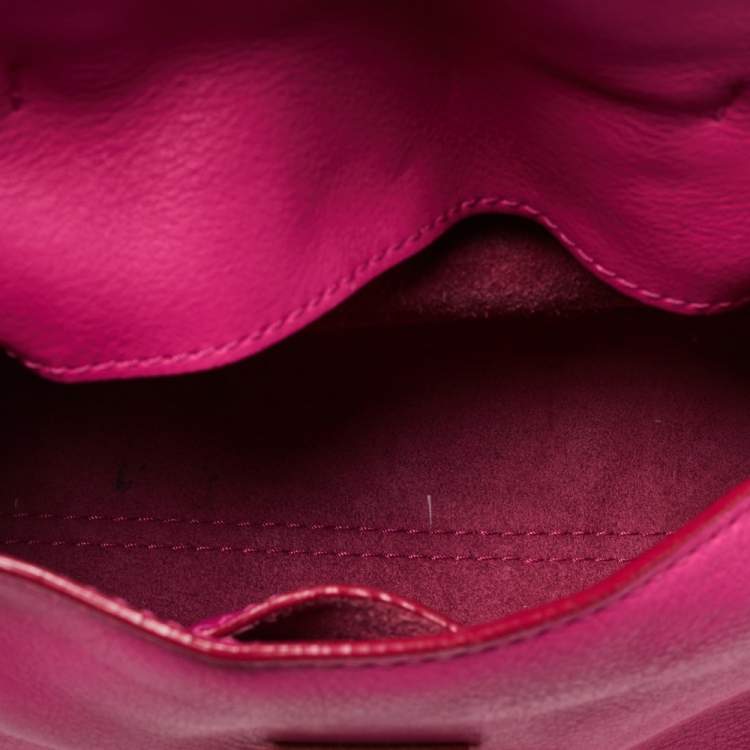 Pre Owned Carolina Herrera Pink Leather Mini Minuetto Top Handle Bag