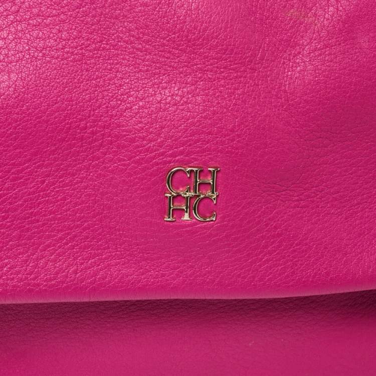 Pre Owned Carolina Herrera Pink Leather Mini Minuetto Top Handle Bag