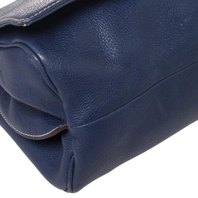 Pre Owned CH Carolina Herrera Blue Leather Flap Crossbody Bag