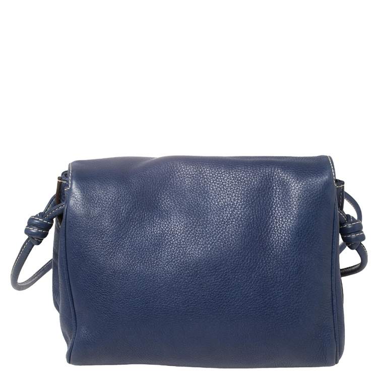Pre Owned CH Carolina Herrera Blue Leather Flap Crossbody Bag