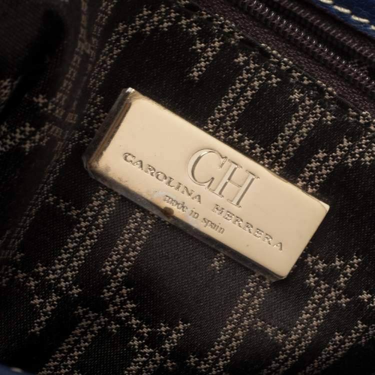 Pre Owned CH Carolina Herrera Blue Leather Flap Crossbody Bag