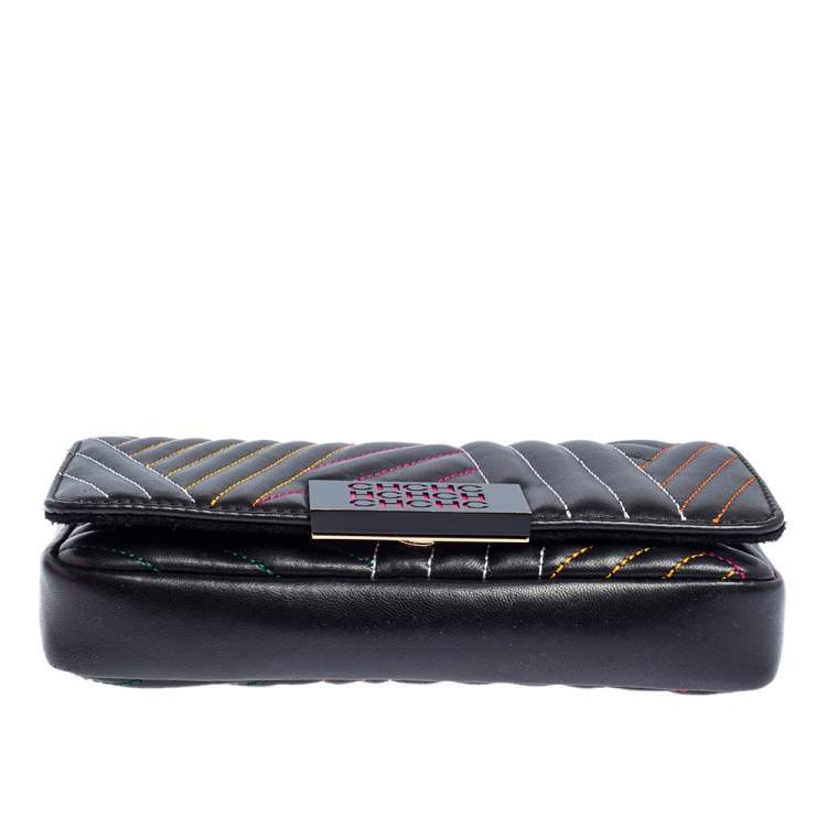 Pre Owned CH Carolina Herrera Black Quilted Leather Small Shoulder Bag