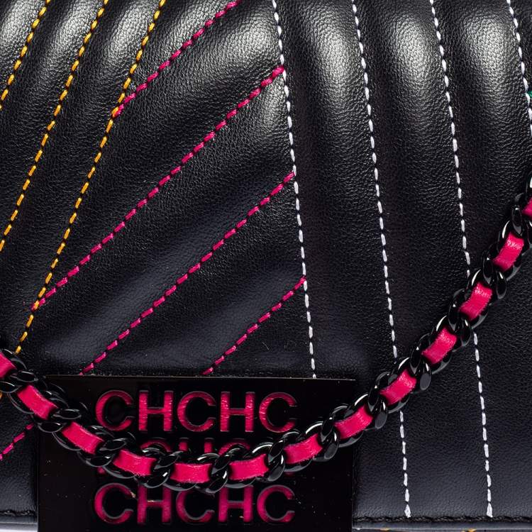 Pre Owned CH Carolina Herrera Black Quilted Leather Small Shoulder Bag