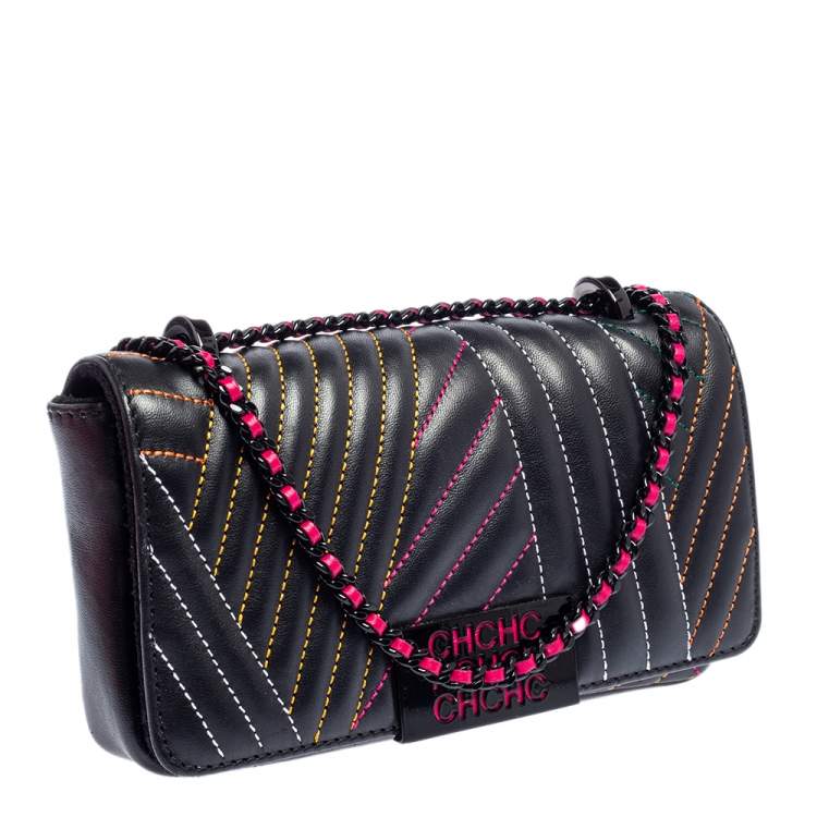 Pre Owned CH Carolina Herrera Black Quilted Leather Small Shoulder Bag