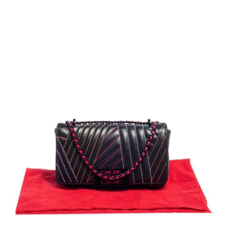 Pre Owned CH Carolina Herrera Black Quilted Leather Small Shoulder Bag