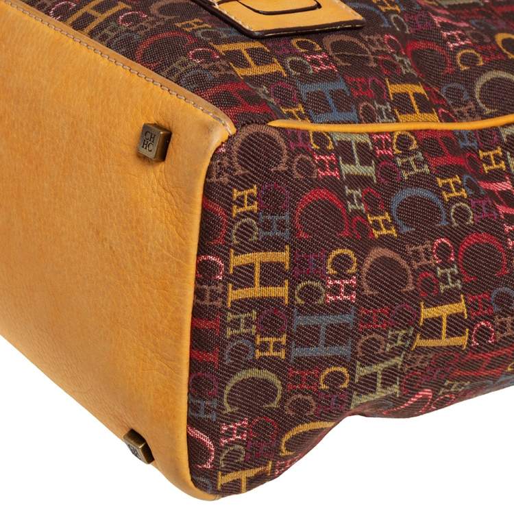 Pre Owned CH Carolina Herrera Multicolor Monogram Canvas and Leather Shopper Tote