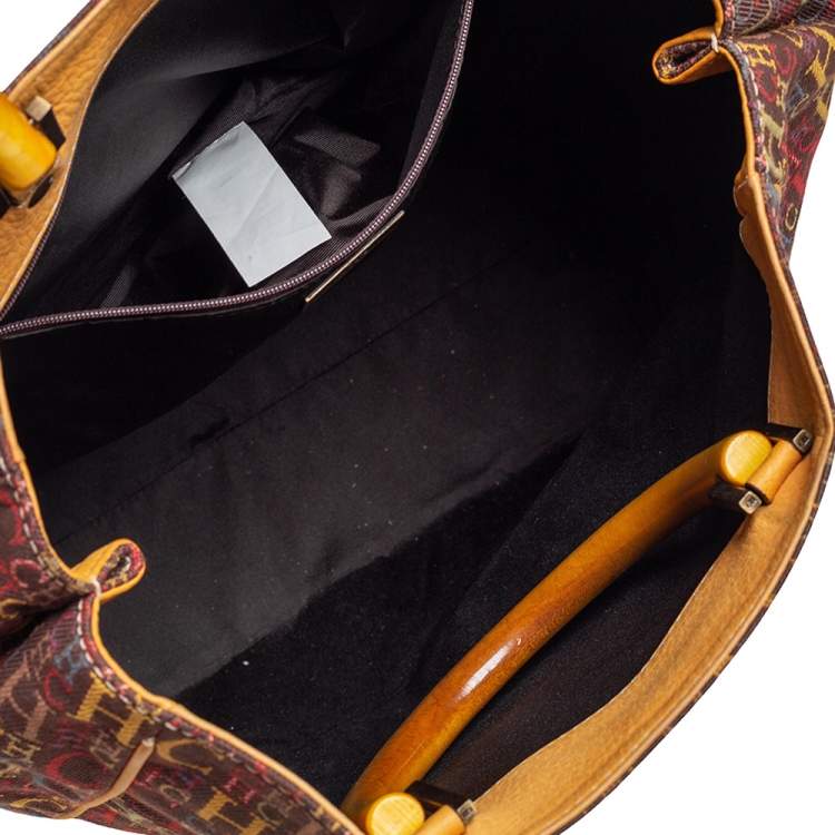Pre Owned CH Carolina Herrera Multicolor Monogram Canvas and Leather Shopper Tote