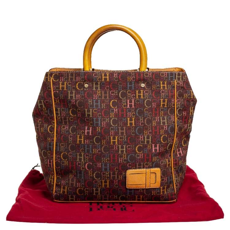 Pre Owned CH Carolina Herrera Multicolor Monogram Canvas and Leather Shopper Tote