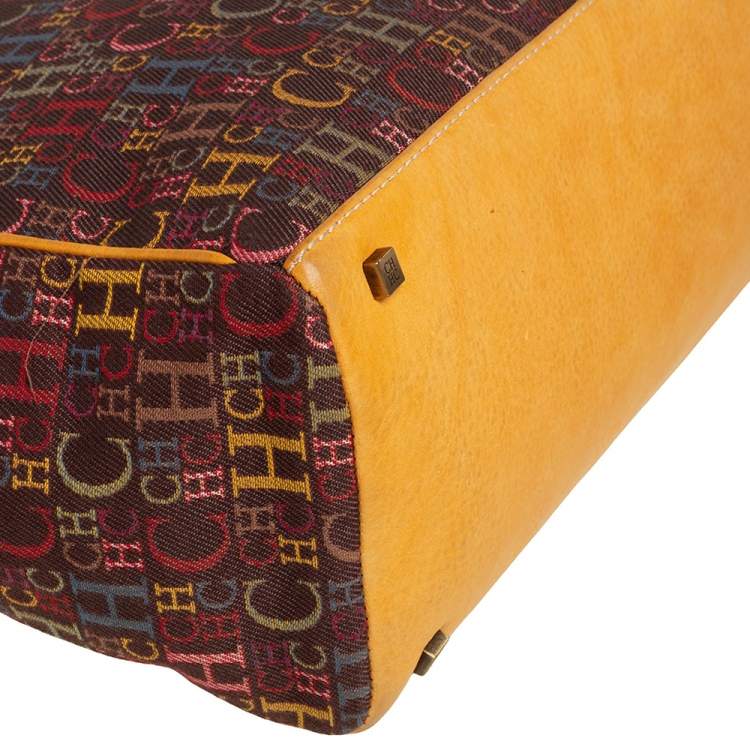Pre Owned CH Carolina Herrera Multicolor Monogram Canvas and Leather Shopper Tote