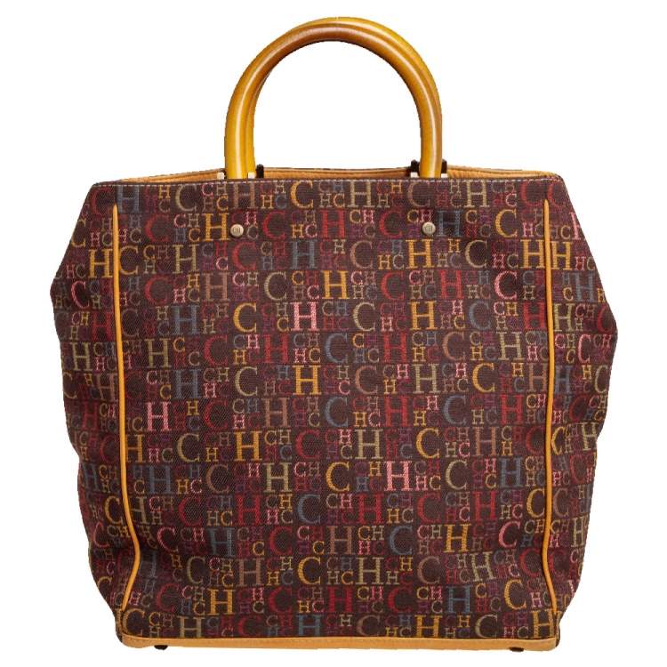Pre Owned CH Carolina Herrera Multicolor Monogram Canvas and Leather Shopper Tote