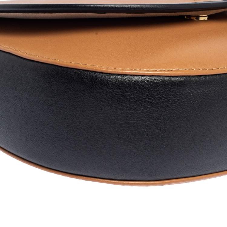 Pre Owned Carolina Herrera Brown/Black Leather Flap Chain Shoulder Bag