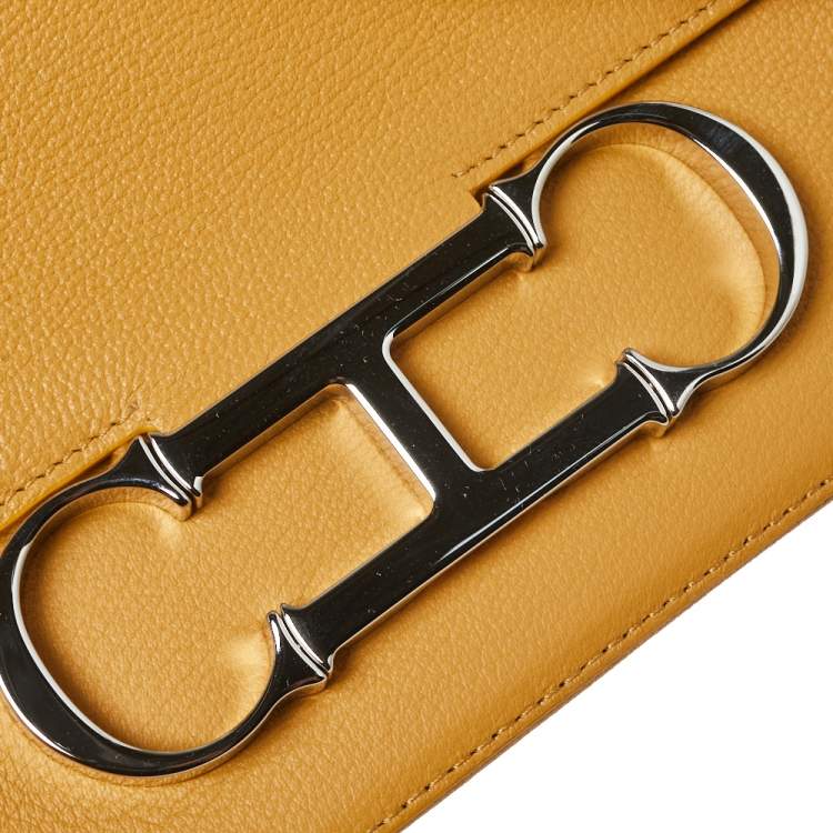 Pre Owned CH Carolina Herrera Mustard Leather Initials Insignia Shoulder Bag